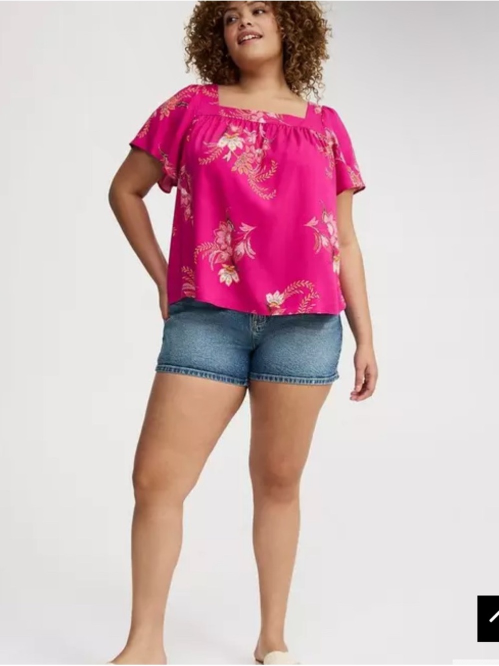 Torrid Pink Floral Challis Flutter Sleeve Top Size 2X NEW